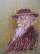 PORTRET ŻYD pastel olejny 26x19cm