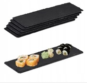 Patery talerze deski łupkowe 30x10 cm czarne 5 szt w komplecie