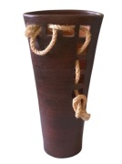 Duży wazon ozdobny gliniany owalny ręcznie robiony brązowy 35cm
