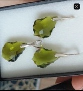 Komplet biżuterii srebro pr. 925 Swarovski NOWY kolczyki wisiorek zieleń