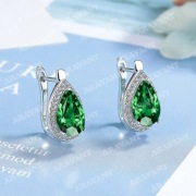 Eleganckie Duże Kolczyki w Kształcie Kropli Wody Zielony