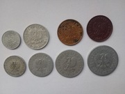 1949 rok. Monety aluminiowe PRL. 8 monet. 3 kolory 5 groszy.