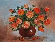 OBRAZ OLEJNY 30 x 40 cm Róże Kwiaty Martwa natura