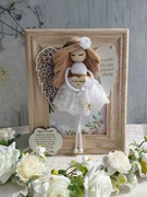 Pamiątka Pierwszej Komunii Świętej Anioł Stróż w ramce 