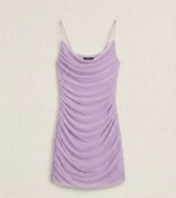 Fioletowa marszczona sukienka mini na ramiączkach(Drape Mash Dress)