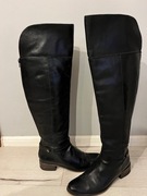 Długie czarne kozaki muszkieterki skóra naturalna rozm. 38