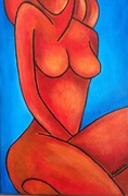 LAKONICZNA akt, akryl na płótnie 27X41 cm, autorski obraz - WozArt