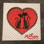 Kartka walentynkowa ręcznie robiona koty kotki