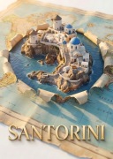 Santorini - Grecja -  Miniaturowa Diorama - plakat retro 40x60cm