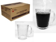 kubek szklanka 300 ml z uchem tłoczony wzór KROPKI 10 x 8 cm GLM-50504C