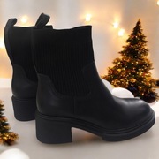 Czarne botki ocieplane skarpetkowe 41 trapery