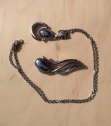 Komplet broszka łańcuszek wisiorek srebro 925 hematyt