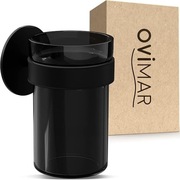 OvIMar Engeloya Czarny | Szklanka na szczoteczki do zębów bez wiercenia