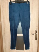 68 Zamszowe granatowe spodnie rurki legginsy rozmiar L