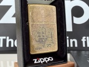 Zapalniczka Zippo 1995 Scrimshaw Ship Antique Brass, NOWA