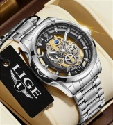 Nowy męski zegarek Lige srebrny