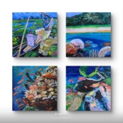 Bangladesz  i underwater kompozycja, obraz na plotnie 40x40x1 cm