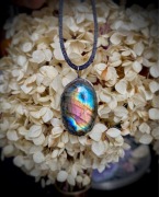 Amulet wisior rękodzieło labradoryt brązowy