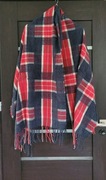 Czerwony wełniany nowy szalik z metką ciepły w kratkę