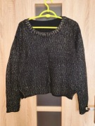 413. Czarno złoty sweter prążkowany rozmiar M/L