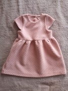 Różowa elegancka pikowana tłoczona sukienka H&M 92 jak nowa