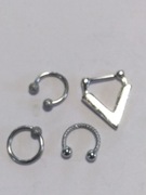 Kolczyki nos ucho warga 4 szt 