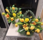 Stroik/ wiązanka na cmentarz,  koszyczek wielkanocny, wiosenny, komplet