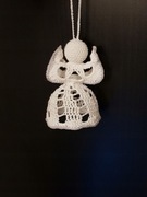 003 szary szydełkowy aniołek na choinkę 8-9 cm