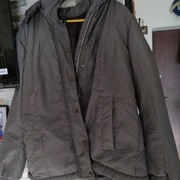 Kurtka jesienno zimowa z kapturem rozmiar Xl kratka brązowa z białym retro