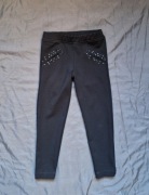 Junior Gaultier legginsy czarne 6A błyszczące detale premium hit