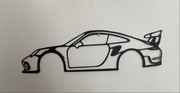 Dekoracja ścienna przedstawiająca sylwetkę samochodu Porsche 911 GT3 RS.