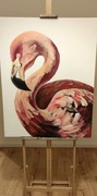 Obraz ręcznie malowany FLAMINGO 90x70 