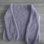 Sweter moherowy liliowy hand made 