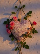 Ręcznie robione serce z gipsu Boho dekoracja z kwiatami Prezent