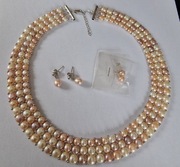 Naszyjnik z prawdziwych pereł w srebrze 925 +2x kolczyki