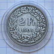 #2830 Szwajcaria 2 franki 1906 srebro rzadsza
