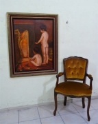 STYLOWY OBRAZ NA DYKCIE W DREWNIANEJ RAMIE 105x85