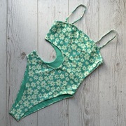 Kostium strój kąpielowy z wycięciem high leg kwiaty bandeau S h&m recycled