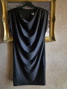 Sukienka czarna blink blink dekolt woda marszczenie