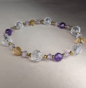 Bransoletka kamienie kryształ górski cytryn ametyst prezent pamiątka 