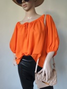 Przepiękna pomarańczowa bluzka, wiskoza, dekold łódka, rękaw r M/38 Primark