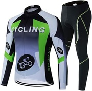 Strój rowerowy zimowy jesienny długi rękaw ocieplany z wkładką żelową S