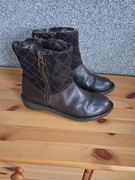 skórzane kozaki ,botki ocieplane kożuszkiem 37/4 kolor gorzka czekolada