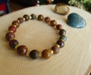 Bransoletka z kamieni Tygrysie żelazo Jaspis Picasso Lawa wulkaniczna