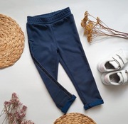 Ocieplane spodnie 98 granatowe z lampasami polar w środku ciepłe