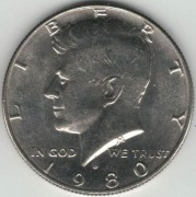 USA Half dollar 1/2 dolara 50 centów 1980 D - 30,61 mm