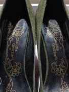 Eleganckie Czółenka na Koturnie - Zielono Czerwone / Zamszowe Rozmiar 39