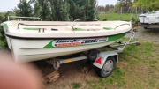 Łódka wędkarska Boats 385  z przyczepą, silnikiem rufowym. Waga ok 150 kg 