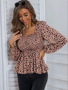 Bluzka cętki marszczona elegancka XS 34