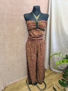 Orientalny letni kombinezon bez ramiączek długie spodnie boho r. XL/XXL